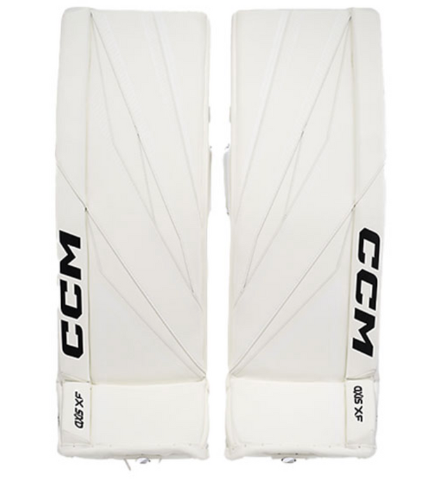 White ccm goalie pads