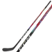black hockey stick with red mid-section and white writing