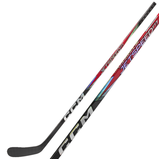 Black hockey stick with red mid-section