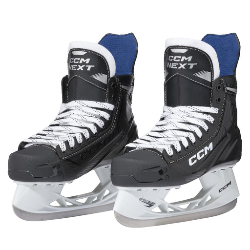 black skates with blue lining