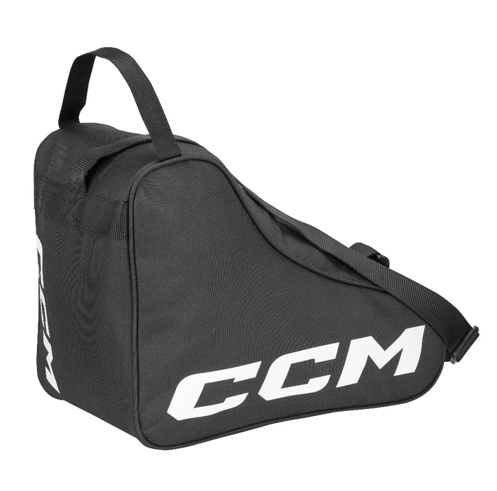 black skates bag with white ccm logo