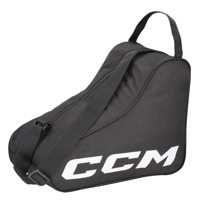 black skates bag with white ccm logo