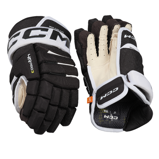 Black and white ccm gloves