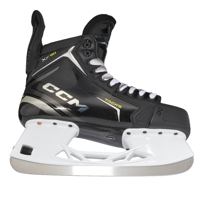 black ccm skate with silver accents 