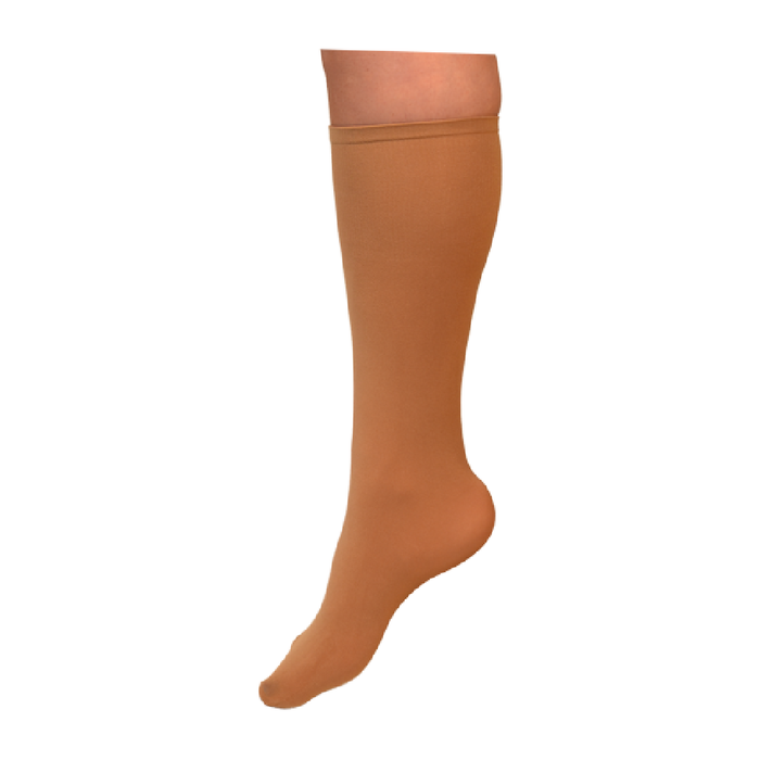 Brown knee-high sock on a white background