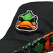 black bucket hat with ducks logo on the front