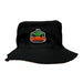 black bucket hat with ducks logo on the front