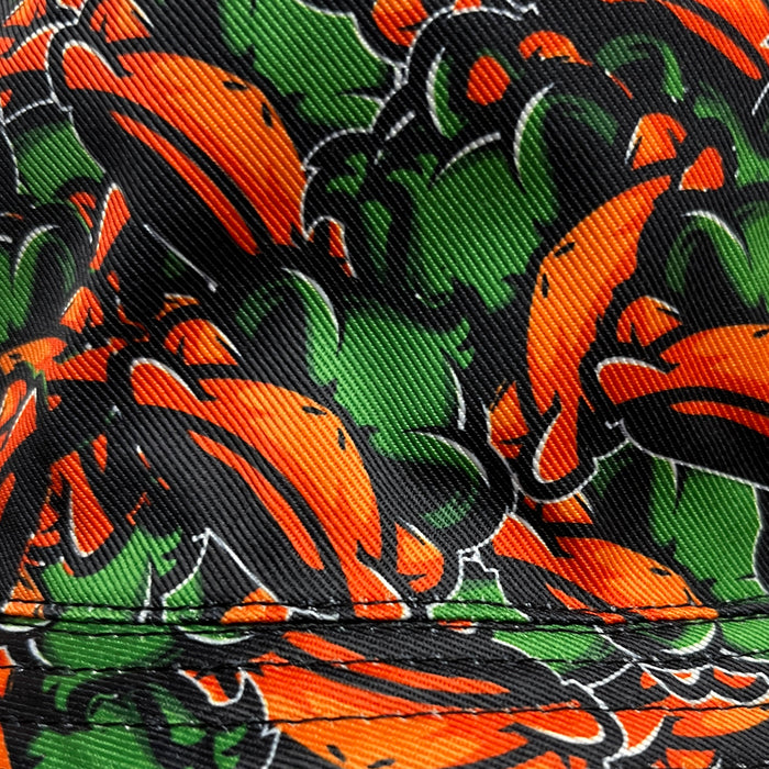 bucket hat with ducks logos close up