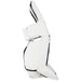 white goalie pads with navy details