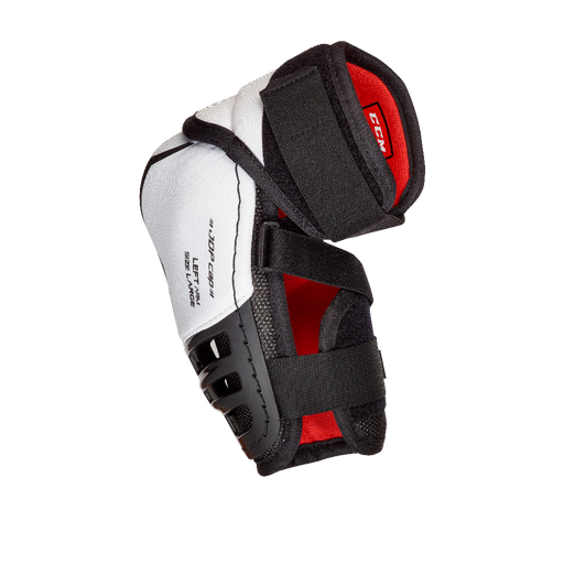 Black and white elbow pad with red lining