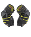 black elbow pads with yellow detail and lining