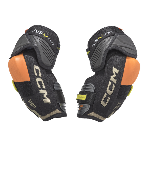 Black elbows with orange detail