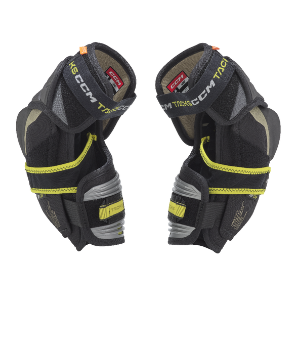 black elbow pads with yellow detail