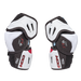 White elbow pads with black detail and red writing