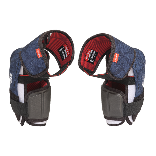 Blue elbow pads with red lining