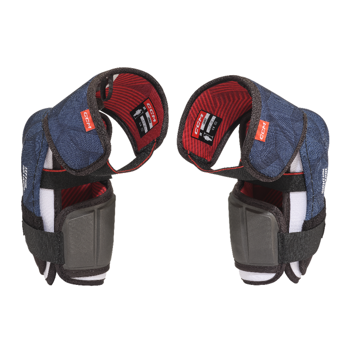 Blue elbow pads with red lining