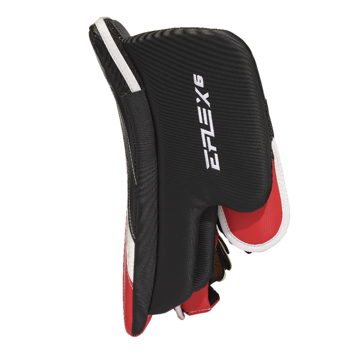 black and red goalie blocker