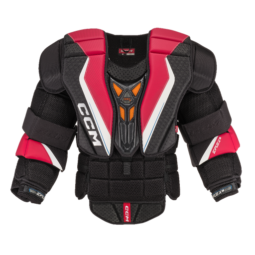 Black and red goalie chest