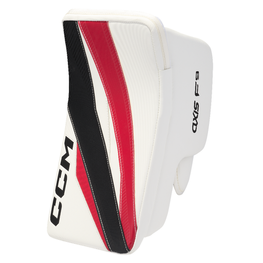 White and red goalie blocker