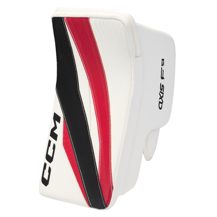 White and red goalie blocker