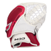 white and red goalie glove