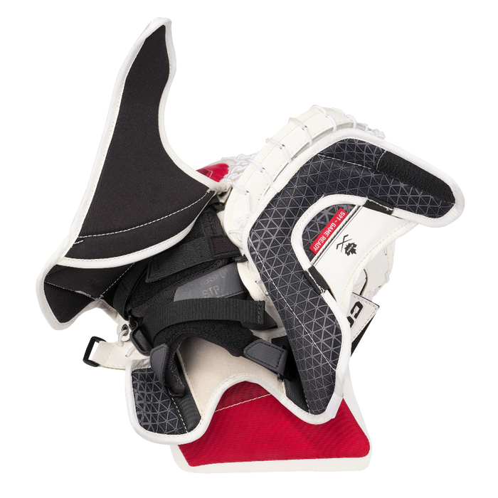 White and red goalie glove