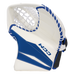 white and blue goalie glove