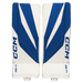 white and blue goalie pads