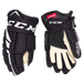 Black gloves with white detail and off white lining