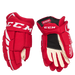 Red gloves with white detail and off white lining