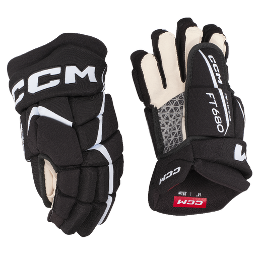 black gloves with white details