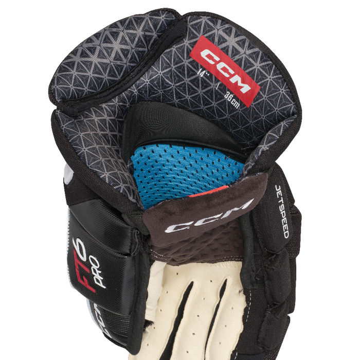 black glove with blue lining