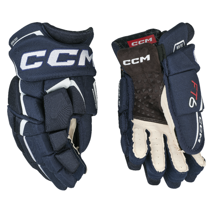 Blue gloves with white lining