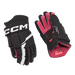Black hockey gloves with red lining