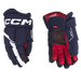 blue hockey glove with red lining