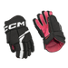 black and white gloves with red lining
