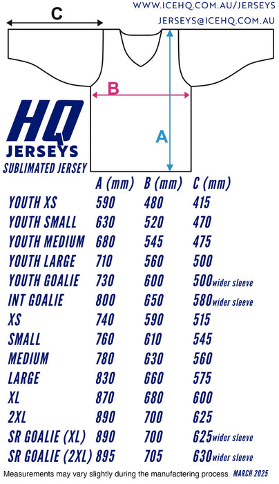 Jersey size chart