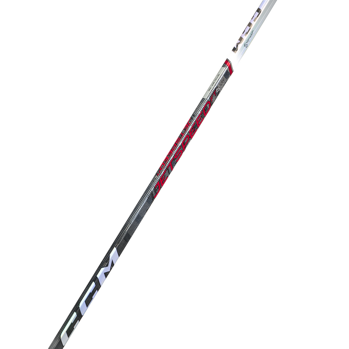 Black stick with red writing and white handle