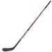 black hockey stick with red mid-section and white writing