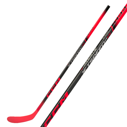 Black hockey stick with red details