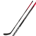 Black hockey stick with silver writing and red details