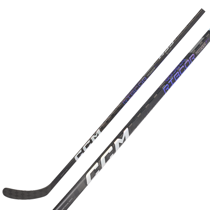 black stick with purple text