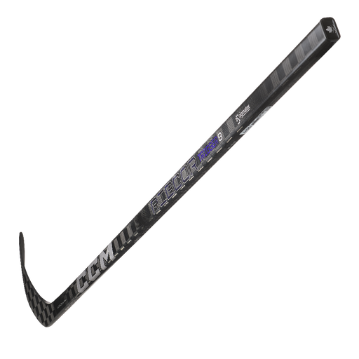 Black hockey stick with white writing