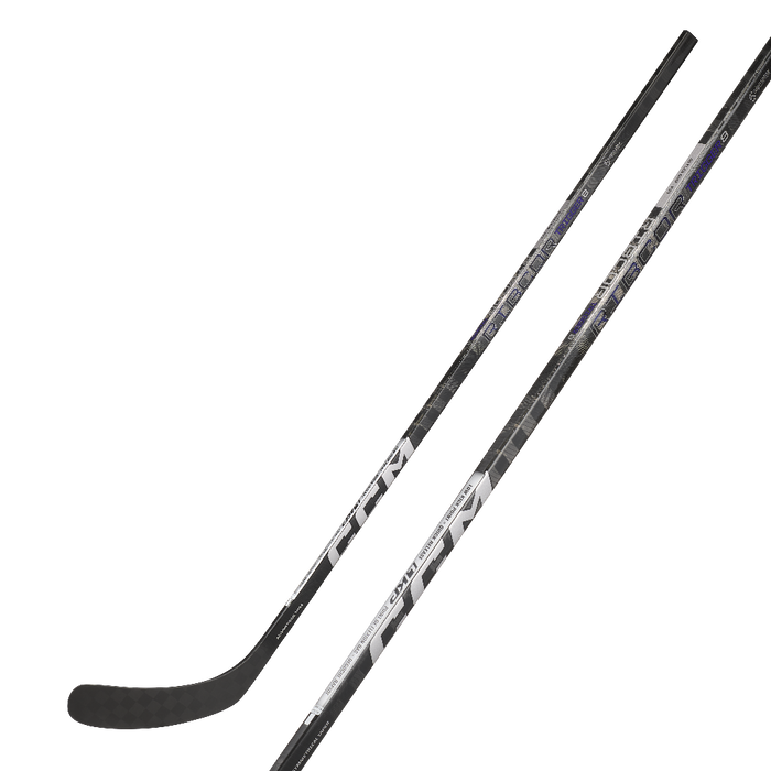 Black hockey stick with white writing