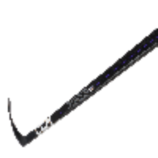 black hockey stick with white text