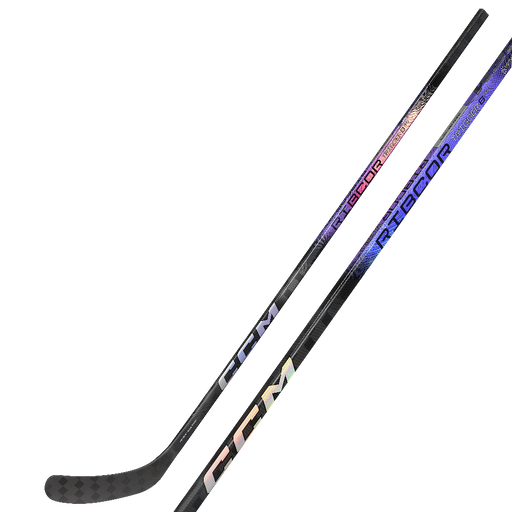 Black hockey stick with purple details