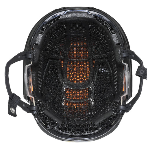 Black helmet with black mesh padding