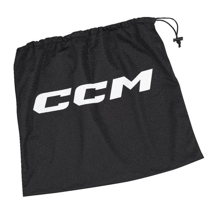 black helmet bag with white ccm logo