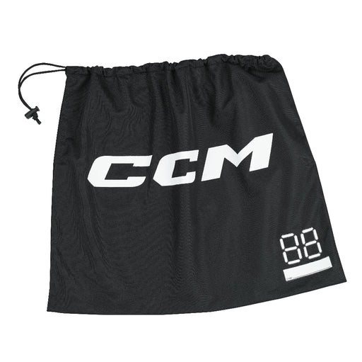 black helmet bag with white ccm logo
