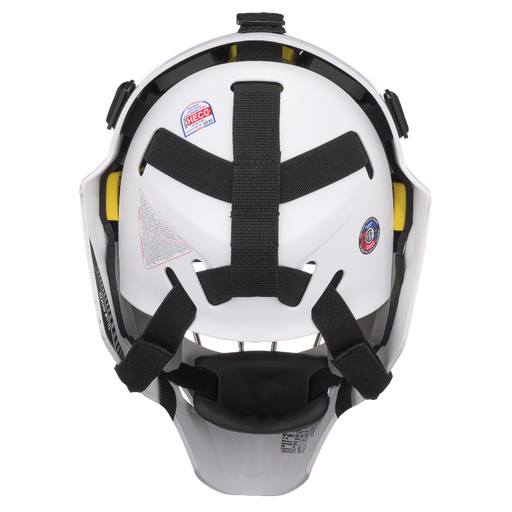 white ccm junior goalie mask back